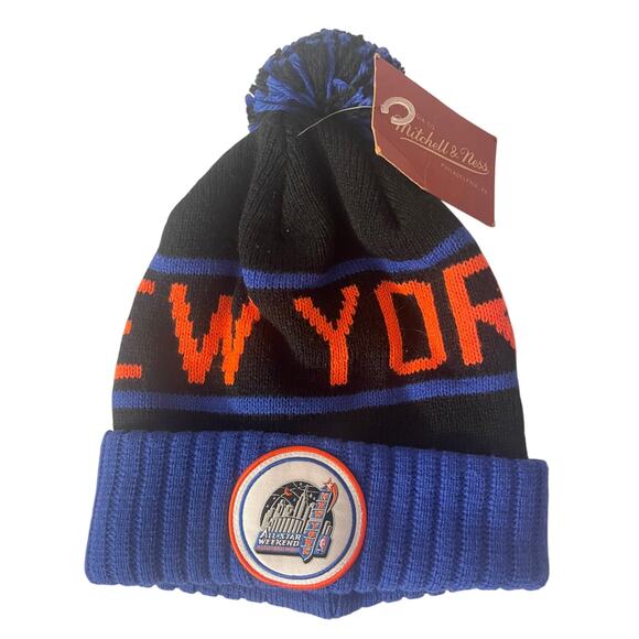 NBA All Star Weekend New York Pom-Pom Cuff Knit Hat - Mitchell & Ness Beanie - Picture 1 of 7